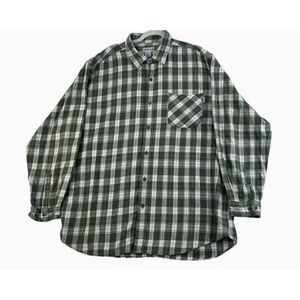 Carhartt Mens Flannel Olive Green Plaid Button Up Long Sleeve Shirt XXL Cotton